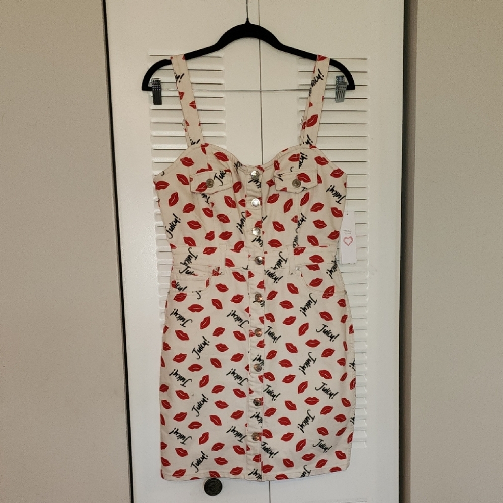 Juicy Couture Cream and Red Bodycon Mini Dress